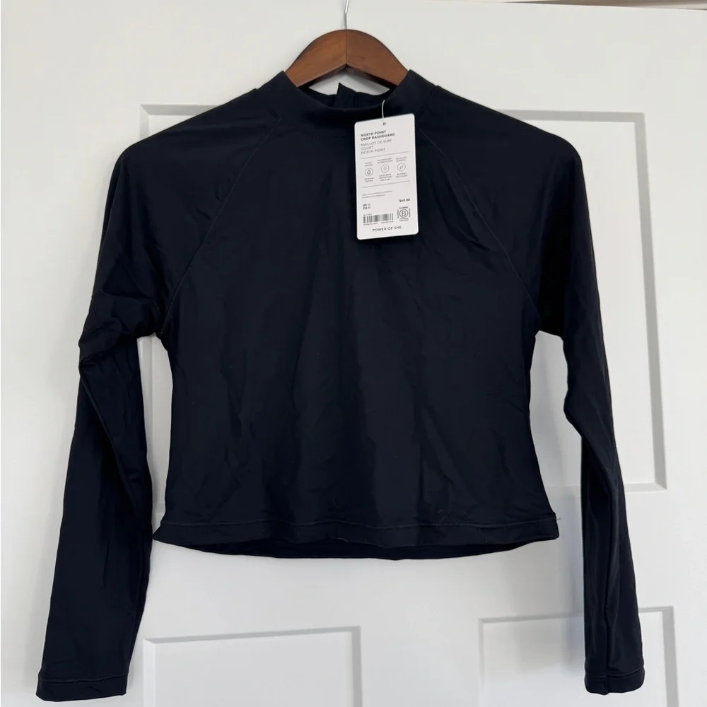 NWT Athleta North Point Crop Rashguard Black Size M - Picture 1 of 8
